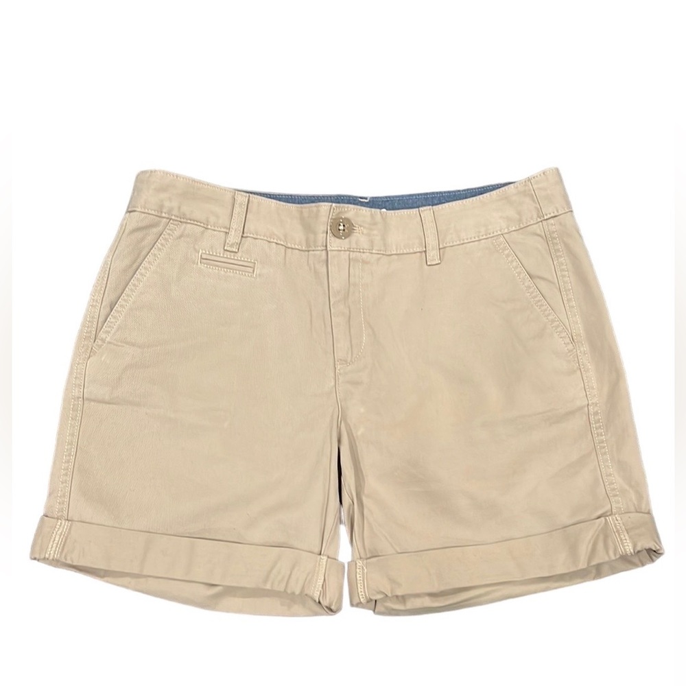 Eddie Bauer Legendwash Boyfriend Fit Rolled Leg Khaki Shorts Size 8 NWT